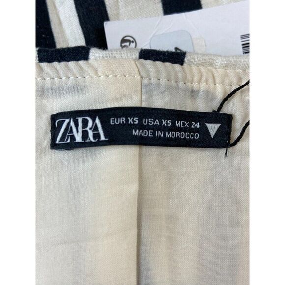 Zara Womens Dress XS Black White Linen Zebra Print Strapless 3297/441 NWT - Picture 4 of 7